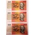 AUSTRALIA 1991 . TWENTY 20 DOLLAR BANKNOTES . FRASER/COLE . CONSECUTIVE TEN